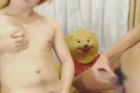 Two kinky tranny engulfing And ass banging