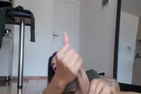 that babe's A Teenager Trap Hard jerking off Her penis Till that babe Cums