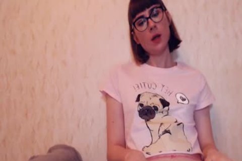 pretty Russian shemale In Glasses Strokes Her small rod