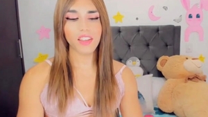 tranny With blond Hair Jerking Her penis