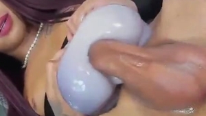 long Haired Transgirl With Tattoos Masturbates With horny dildo On webcam