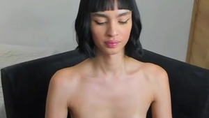 Skinny Transgirl With diminutive milk sacks And Tattoos Tugs Her wang