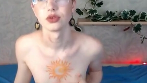 Short Haired Russian teen shemale In Glasses Webcams Solo