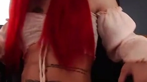 Hard ramming accompanied by redhead on webcam